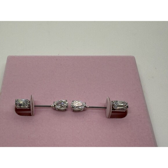 Swarovski Dangle Earrings Mesmera Mixed Cuts Crystal Rhodium Plated $150 New Tag - Picture 15 of 16